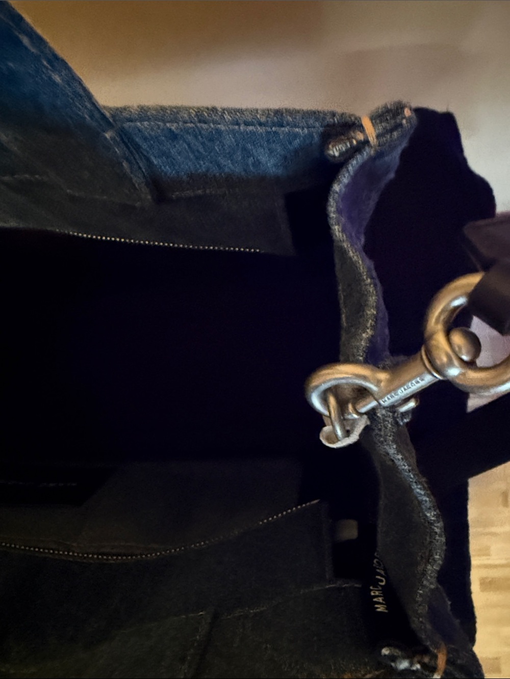 Marc Jacobs Denim Patchwork Tote Bag with White Logo - Picture 5 of 9
